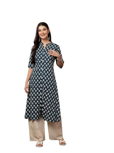 Image of Stylum Women's Pink Floral Printed Rayon A-Line Kurta