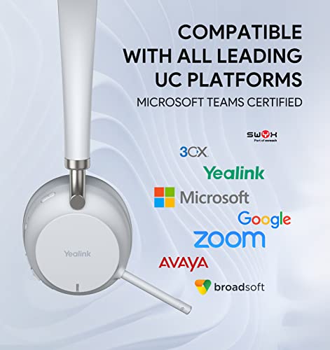 Yealink Bh72 Wireless Headset With Charge Stand, Teams/Zoom Certified, Bluetooth Headset With Microphone, Stereo, Retractable Hidden Microphone Arm For Telephone Computer #TOP3