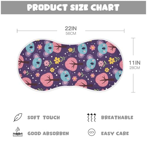 J JOYSAY Koala Flowers Tree Purple Baby Burp Cloths for Boys Girls Large 22''x11'' Cotton 4 Layer Fabric Drool Cloths for Girl one sizex42