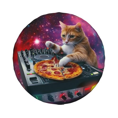 Image of Cats Eat Pizza Spare Tire Cover for Rv SUV Trailer Truck- Funny Cute Decor Tire Cover Polyester Wheel Covers Universal Fit for Outdoor Camper Travel,17 inch