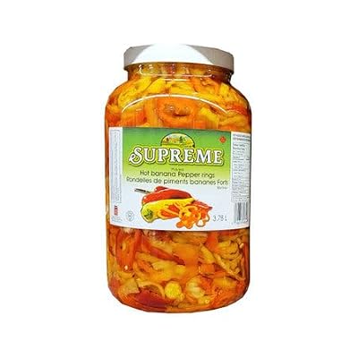 Supreme Pickled Hot Banana Pepper Rings, 3.78L/1 Gallon Jar (Imported from Canada)
