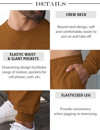 Babioboa Men's 2 Piece Outfits Long Sleeve Pullover Sweatshirt Tracksuit Jogger Sweatpants Sweatsuit Set4