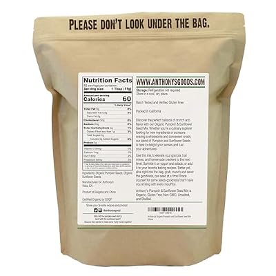 Anthony's Organic Pumpkin and Sunflower Seed Mix, 2 lb, Gluten Free, Unsalted, No Shell, Non GMO