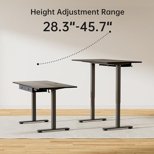 Image of Agilestic Electric Standing Desk with Drawers, 55 x 24 Inches Height Adjustable Desk, Stand up Computer Table with Memory Preset, for Work Office Home, Black