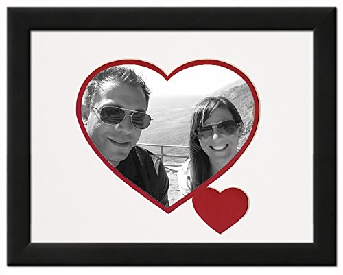Country Art House Heart & Love Black Wood Picture Frame With Heart Double Mat For 4X6 Photo #TOP3
