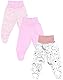 TupTam Baby Mädchen Strampelhose Hose mit Fuß 3er Pack, Farbe: Streifen Pink Tiere Rosa, Größe: 56