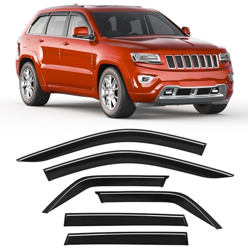 Image of 6-PCS Extra-Thick Rain Guards Fit for 2011-2021 Jeep Grand Cherokee Extra Durable Tape-on Window Rain Guard Window Deflectors Vent Shades Window Visor Vent Visors Exterior
