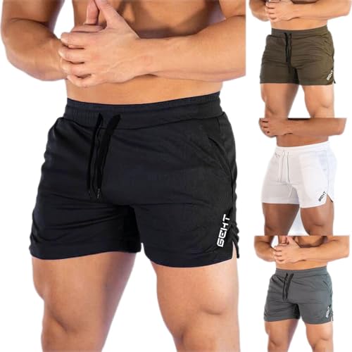 Pantalones cortos de correr para hombre, ligeros, de secado rápido, con abertura lateral, pantalones cortos ajustables con cordón para vacaciones, pantalones elásticos para verano, playa, caminar