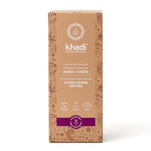 khadi SENNA/CASSIA Tinta Naturale per Capelli, trattamento incolore ad azione intensa per capelli lucenti, forti e sani, 100% vegetale, naturale e vegano, cosmetici naturali certificati 100g