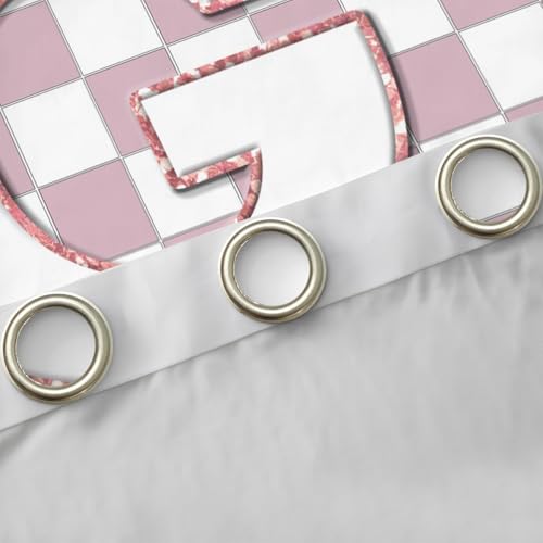 Image of Erosebridal Pink Initial G Window Drapes Kawaii Plaid Checkered Blackout Curtains 52 inchWx63 inchL Cute Personalized Monogram Curtains for Kids Girls Bedroom,Fashion Grids Gingham Window Treatments 2 Panels