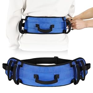 Rhino Valley Gait Belt for Senior with 7 Handles, 59″ Anti-Slip Gate Belts Medical for Elderly, Transfer Belt with Quick Release Buckle, Elderly, Physical, Handicap, Bariatric Therapy, Blue & Black