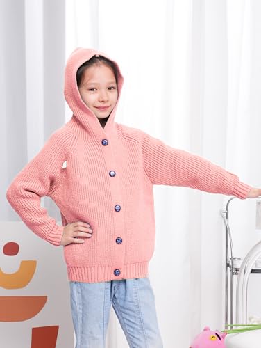 Girls Hooded Cardigan for Kids 4-12 Years, Oversized Long Sleeve Button-Up Knit Sweater, Cozy Indoor & Outdoor Wear3