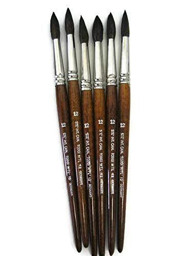 6 PCS Water Color Brushes Round Sizes #12