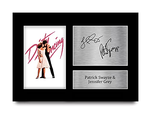 HWC Trading A4 Patrick Swayze & Jennifer Grey Dirty Dancing Los Regalos Imprimieron La Imagen Firmada Del Autógrafo Para Los Fans De La Memorabilia De La Película - A4 Enmarcado