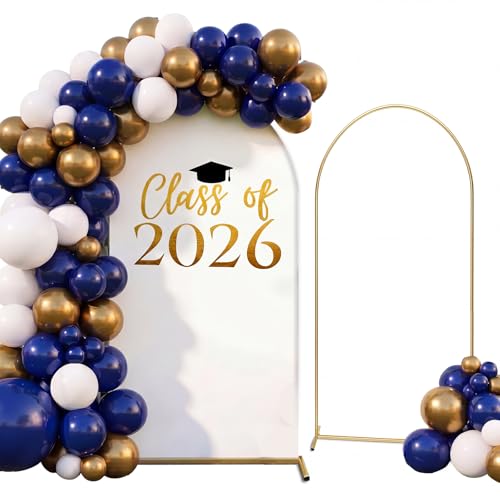 VitalCozy 2026 Graduation Arch Backdrop Stand and Cover Kit - Class of 2026 Metal Arch Stand 7.2ft with Cover and Balloon Grad Top Photo Booth for Graduation Party Background High School Yard Garden