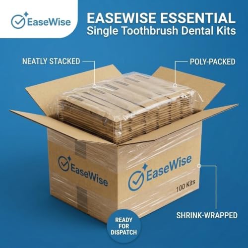 Image of 100 Pack Hotel Dental Kits - Earth-Conscious Kraft Paper Packaging - White Disposable Toothbrush with 8g Toothpaste - Guest Amenities for Airbnb & Spa