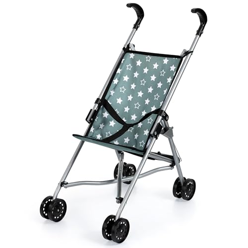 Bayer Design Dolls: Buggy Umbrella Stroller - Green & White Stars - Accessory for Dolls Up to 18