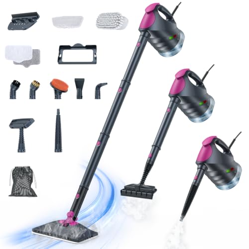 Image of 10-in-1 Steam Cleaner, Steam Mop with Detachable Handheld Steamer for Home | 320ml Water Tank, 10s Fast Heating, Portable Steamer for Cleaning Kitchen, Floor, Tile, Window, Car, BBQ Grill, Gray