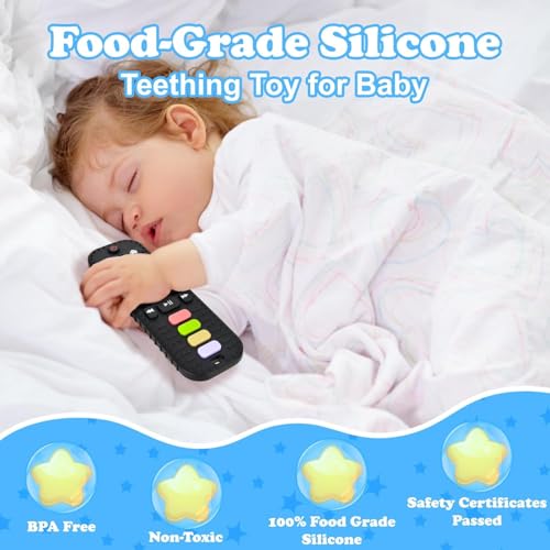 Image of Silicone Teething Toys for Babies 3-6 Months, Teethers for Babies 6-12 Months, Remote Control Teething Toy, Sensory Toy for Baby, Baby Chew Toys for Teething Relief