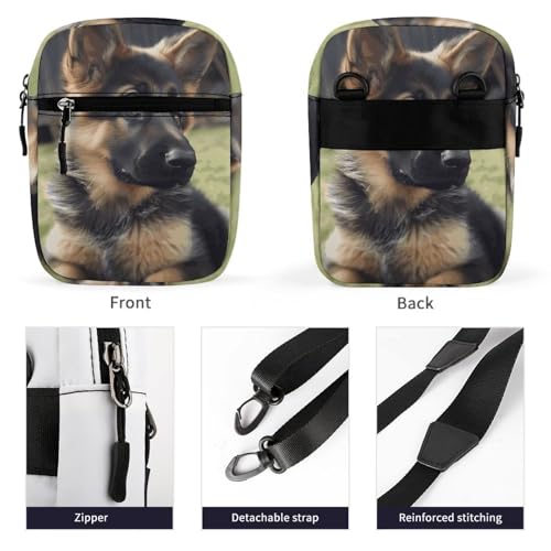 Personalized Small Crossbody Bag Water Resistant Messenger Bags Mini German Shepherd Puppy Printing SlingBag For Men Women3
