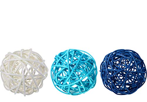 Sorive Wicker Rattan Balls 15 Pcs Decorative Multiple Color Orbs Natural Spheres Vase Fillers For Diy Craft, Party, Wedding Table Decoration, Baby Shower, Aromatherapy (Blue Light-Blue White) #TOP2