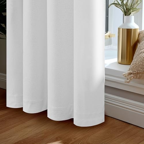 Deconovo 100% Light-Blocking Curtains with TPU Backing for Sound Insulation – Faux Linen Thermal Eyelet Drapes for Bedrooms, Greyish White, 66 x 72 Inch, 2 Panels - Image 8
