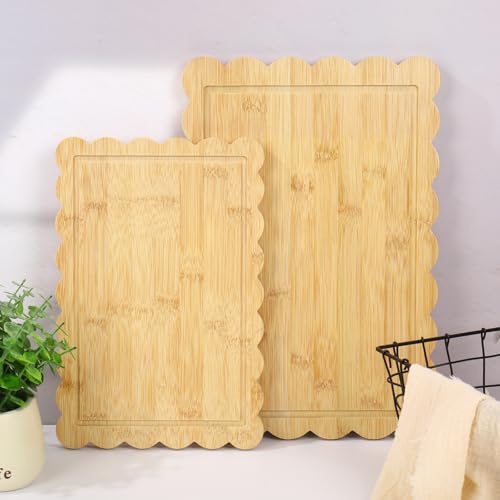 Set de 2 Tablas de Cortar de Madera con Borde Ondulado miniatura 1