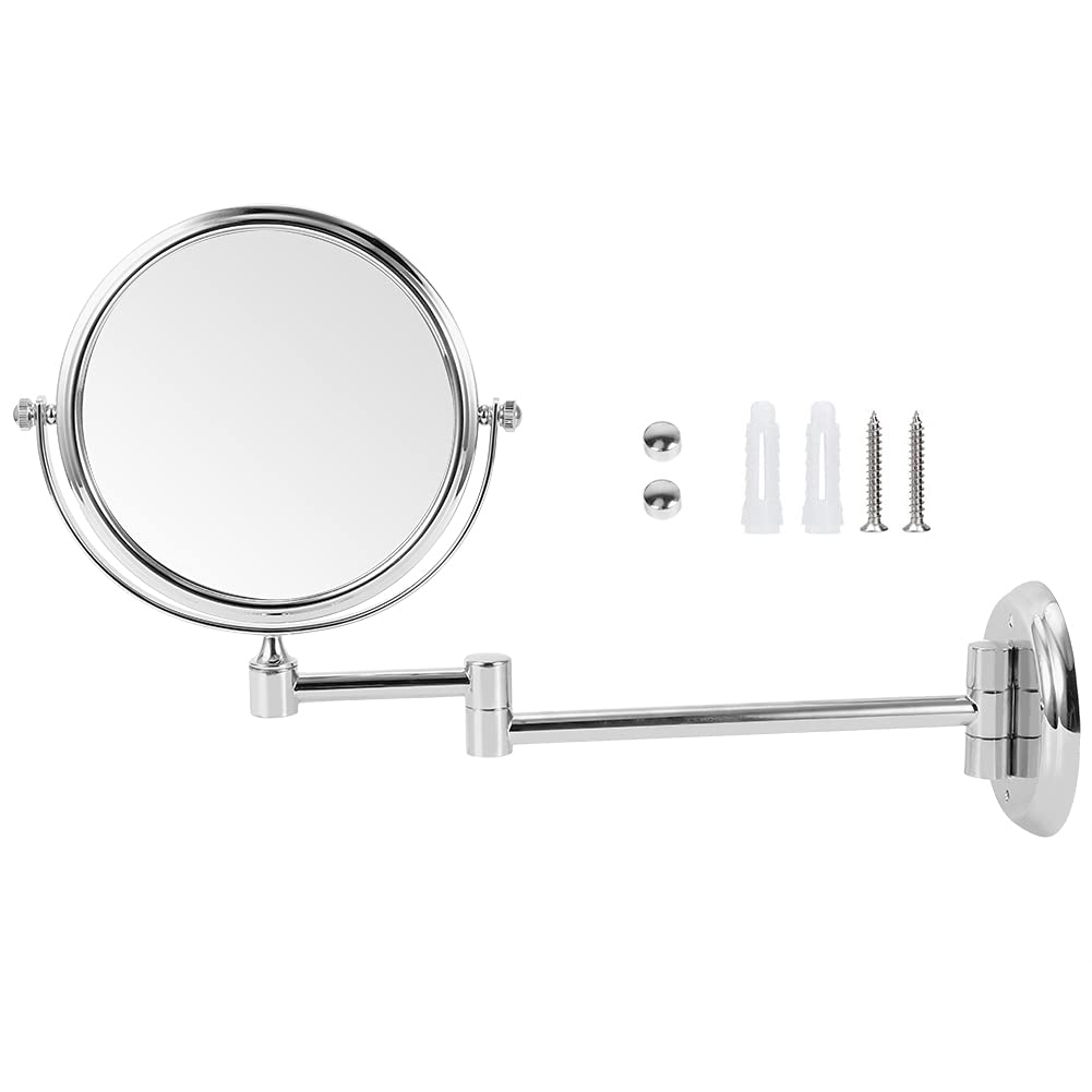 Espejo de Maquillaje de Cobre para Baño Doméstico, Espejo de Maquillaje de Plata para Hotel de Cobre, Espejo de Tocador de Baño, Espejo de Tocador (Fondo redondo plateado brillante 6 pulgadas)