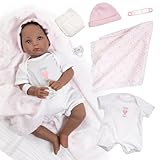 Paradise Galleries Realistic Black Reborn Newborn Girl Baby Doll - 18'' Lifelike Rooted Hair Baby Doll Forever Yours - Beloved 8-Piece Gift Set for Ages 3+