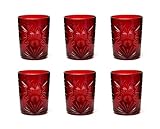 Excelsa Color Tumbler - Juego de 6 vasos de cristal decorados, multicolor, con decoración en relieve, 350 ml, 8 x 10 cm (rojo oscuro)