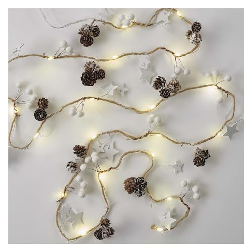 EMOS Guirlande de Noël avec 20 LED et pommes de pin, guirlande lumineuse décorative 170 cm, fonction minuterie 6/18 h, fonctionne avec 2 piles AA (2 x AA),...