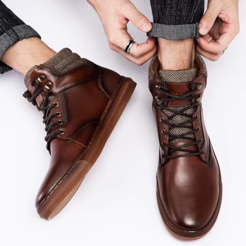 Image of Arkbird Casual Sneaker Boots, High-Top Sneakers Lace-up Leather Chukka Shoes for Men