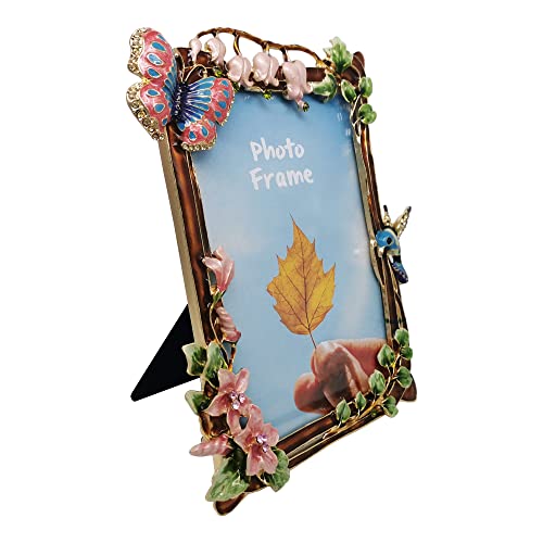 Tricune Floral Picture Frame 5X7, Vintage Photo Frame Made Of Metal And High Definition Glass For Table Top Display, Home Decor, Retro Photo Frame #TOP1