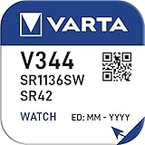 VARTA Batterien V344/SR42 Knopfzelle, 1 Stück, Silver Coin, 1,55V, für elektronische Kleingeräte - Uhren, Autoschlüssel, Fernbedienungen, Waagen