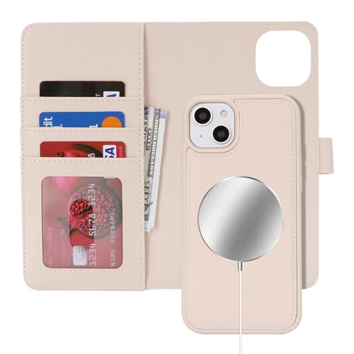 Coque iPhone 14 Plus portefeuille MagSafe en cuir blanc pour femme moderne