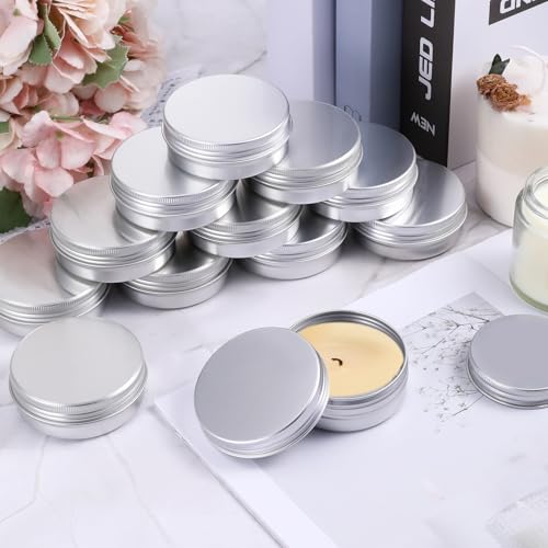 60 Pack 2 OZ Metal Round Tins, Aluminum Tin Cans Containers with Screw Lid for Lotion Bars, Balms, Salve, Spices or Beard Balm4