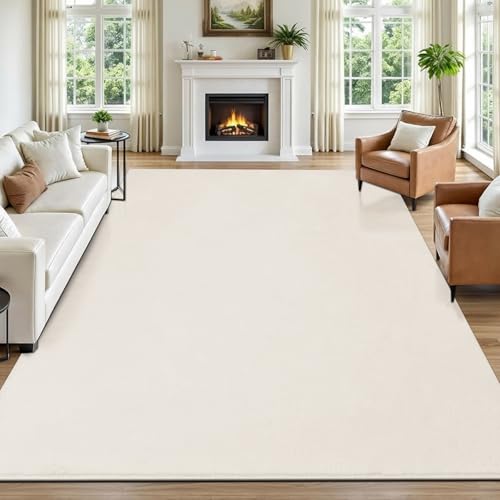 SHACOS Cream Rugs Living Room Large 200x300 cm Washable Rug Anti Slip Fluffy Area Rugs Non-Slip Bedroom Rug Soft Carpets for Living Room