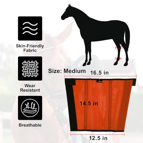 Image of FOXLVDA Horse Fly Boots (Set of 4) - Comfortable Horse Wraps | with Mesh & Metal Support Bars to Reduce Stomping and Leg Fatigue, for Ponies under 14.2hh, Medium