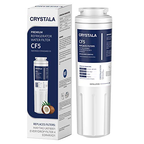 Crystala Filters UKF8001 Water Filter, Compatible with Refrigerator Water Filter Whirlpool 4396395, Filter 4, Maytag UKF8001, EDR4RXD1, UKF8001AXX, UKF8001P, Puriclean II, 469006,(Pack of 1)
