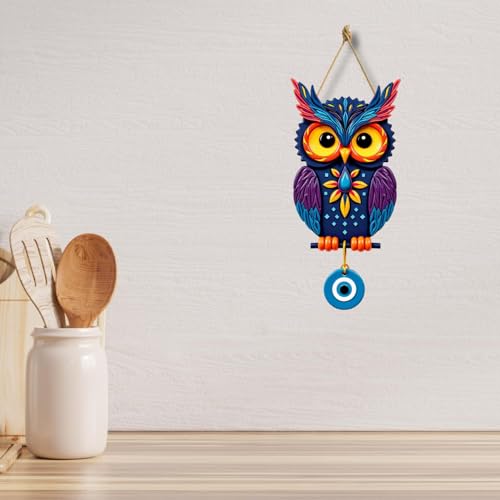 Image of GiftOday Wooden 3D 5 Pieces Owls for Wall Art Panel | Wood Bird Folk Art Wall Hanging Art Decoration Item for Living Room, Bedroom, Drawing Room, Dining Room & Office (Set of 5)