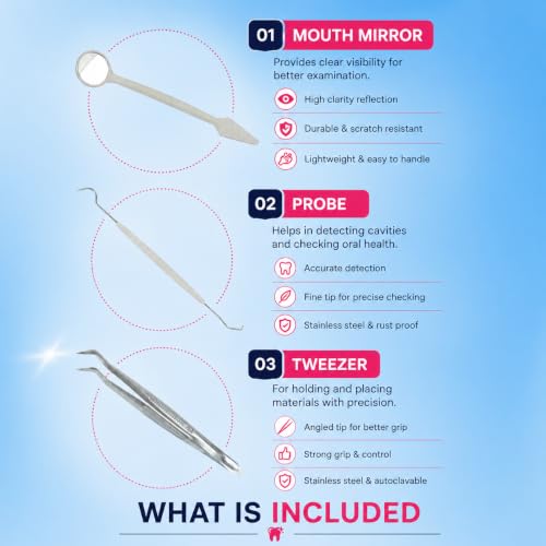 Image of Dental Disposable Sterile 3in1 (Mirror and Probe) Kit Set of 50