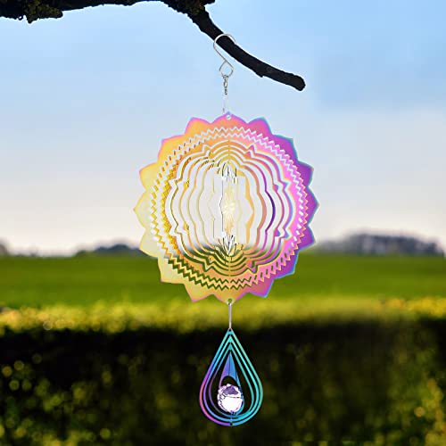 Wind Spinners Hanging For Yard And Garden Outdoor Decorations 3D Stainless Steel Metal Decor Outside Porch Patio Balcony Kinetic Sun Catcher Sculpture Art Ornaments Small Whirligigs Spinner #TOP1