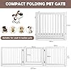COSTWAY Wooden Dog Gate, Freestanding Foldable Pet Gates with Lockable Door, 360° Flexible Hinges, 3/4 Panel Safety Barrier for Doorway Stairs (207 x 2 x 61cm, White) #5