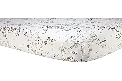 Image of Sadie & Scout Crib Sheet, Zahara World Map Fitted 28x52 Inch (Pack of 1)
