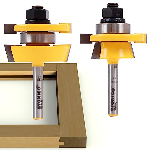 YONICO Cabinet Door Rail and Stile Router Bits Set 2 Bit Shaker 1/4-Inch Shank 12249q