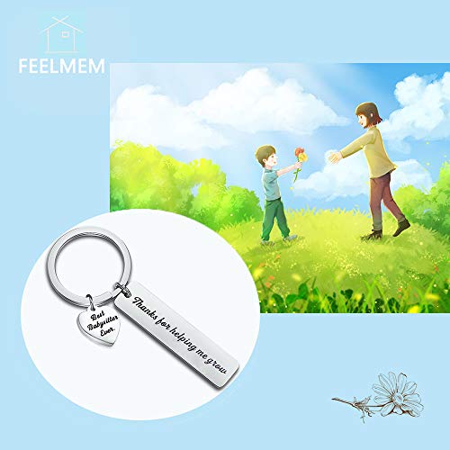 Feelmem Best Babysitter Ever Thank You For Helping Me Grow Keychain Babysitter Gift Nanny Gifts Caretaker Appreciation Gifts (Silver) #TOP5