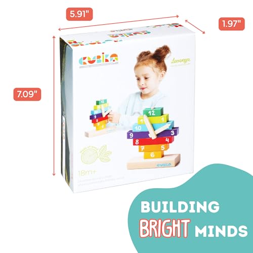 Image of CUBIKA Wooden Clock Construction Kit - Montessori Stacking Toy for Toddlers Ages 3+ - Made from Natural Wood with Water-Based Paints - Travel-Friendly Educational Gift for Boys & Girls