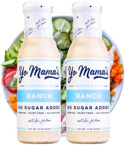 Yo Mama's Foods Keto Friendly Ranch Salad Dressing and Dip - Pack of (2) - Dairy Free, Gluten Free, Low Sodium, and All Natural!