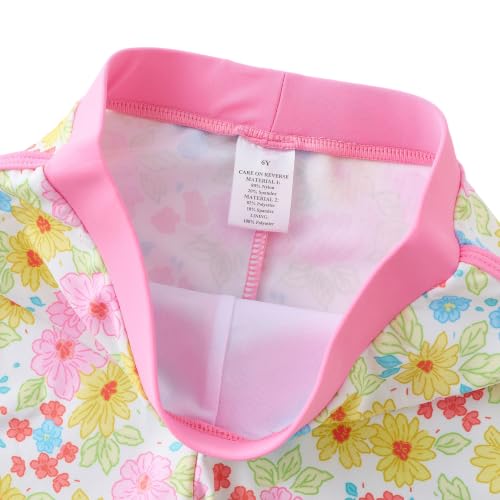 Image of UMELOK Girl Rash Guard Swimsuit 2-Pieces Long Sleeve Bathing Suit 4-12Years