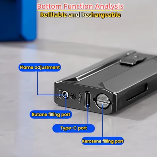 Encendedor inteligente doble llama recargable color azul miniatura 6
